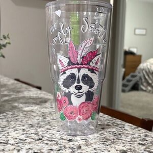 Simply Southern Tervis Raccoon Tumbler with Pink Floral Design 24 oz
